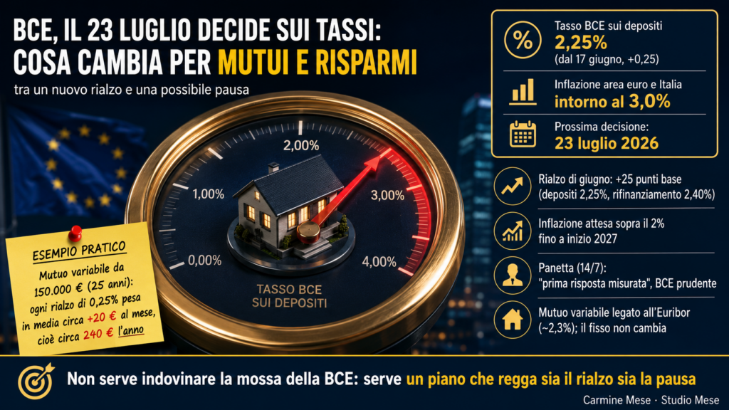 Infografica BCE 23 luglio 2026: cosa cambia per mutui e risparmi